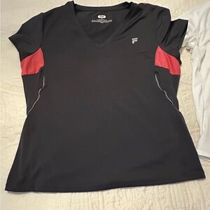 FILA T-Shirt, Women’s, Size XS, V-Neck, Fit & Stretch, Hot Pink, Workout Top